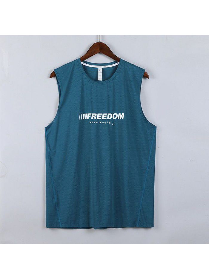 Men's basketball sports vest sleeveless T-shirt fitness training vest quick-drying ice silk running short sleeve top 