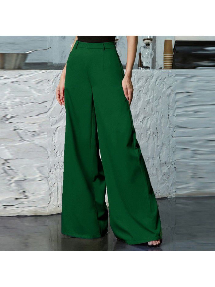 Solid color wide leg pants with a cool and sweet style for women 