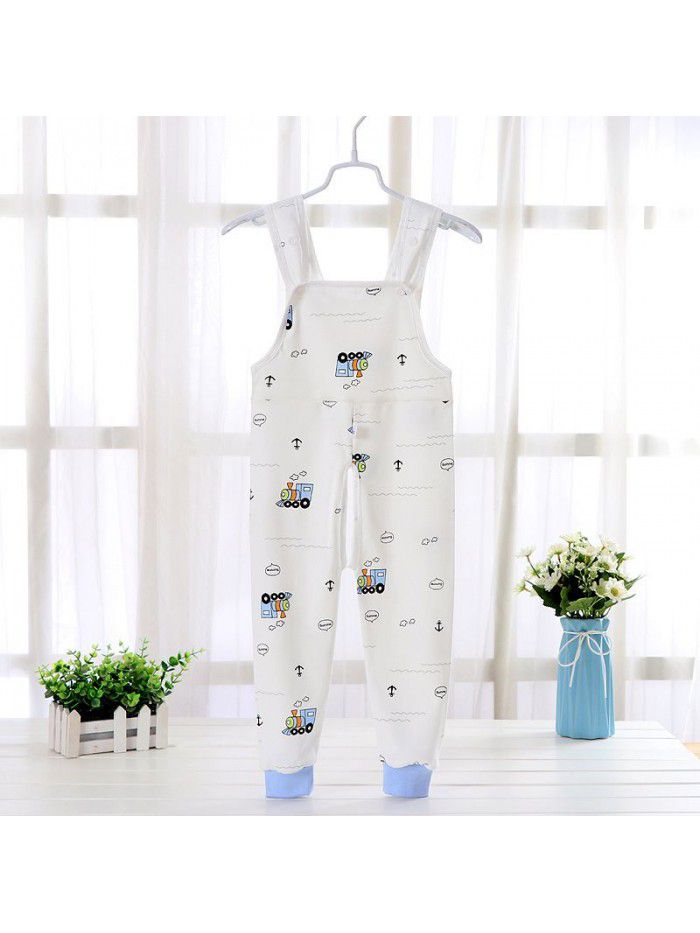 Baby Spring and Autumn Strap Pants Boys and Girls' Home Open Pants Children's Kindergarten Lunch Pants High Waist Calf Pants 