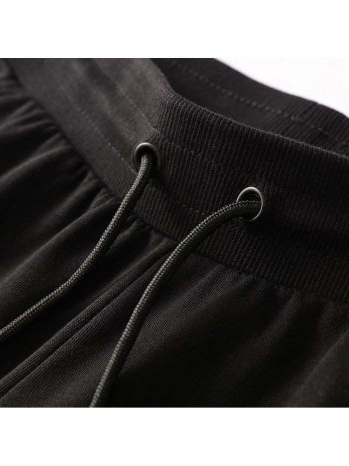 Sports pants Men's pure cotton autumn and winter close-up leggings Solid color plush warm pants Loose casual knitted sanitary pants 