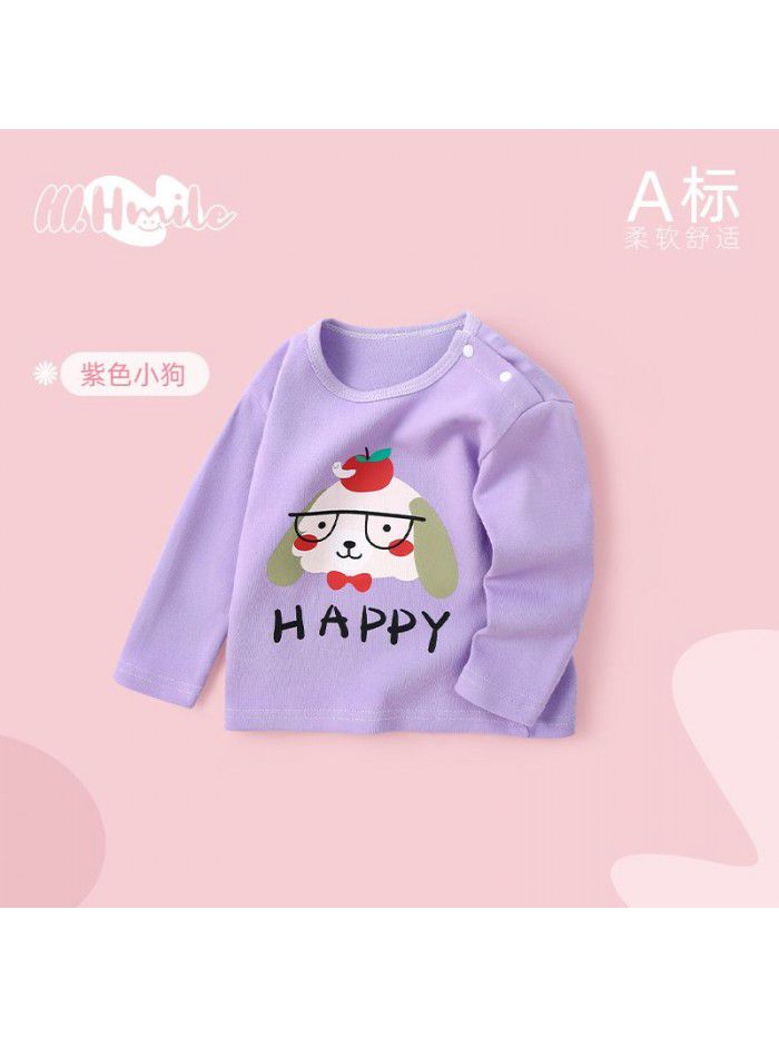 Spring and Autumn Children's Long Sleeve T-shirt All Cotton Baby Top Baby Clothing Bottom Shirt Baby Clothing Children's Clothing 