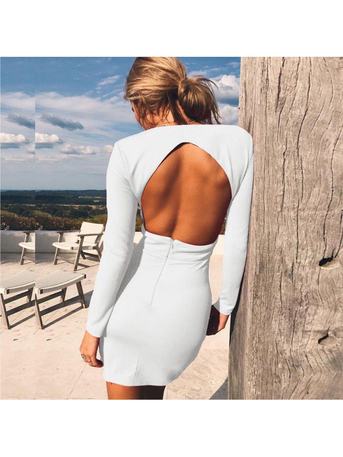 Women's Dress Sexy Deep V Backless Autumn/Winter New Dress Multi Color 