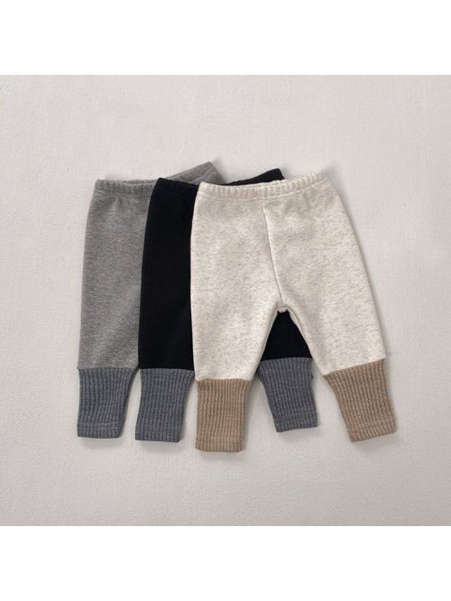 Thickened warm down pants for Korean children's cl...