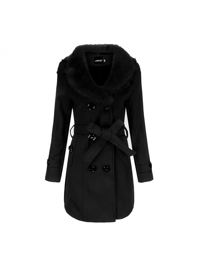 Coat, women's medium length, women's windbreaker, winter clothing, Korean version, large woolen collar, double-sided fabric