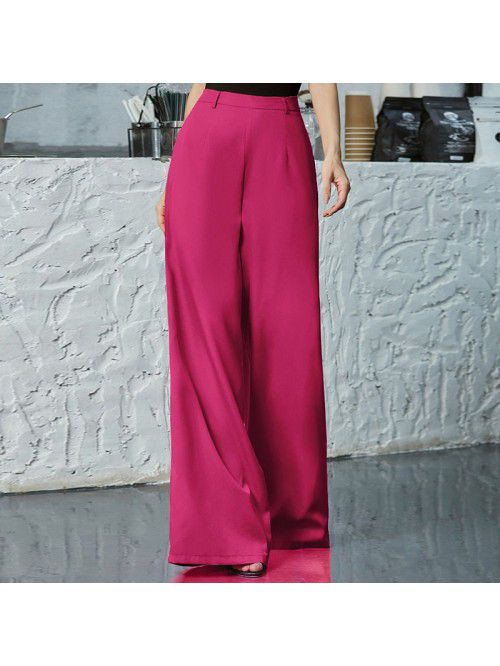 Solid color wide leg pants with a cool and sweet s...