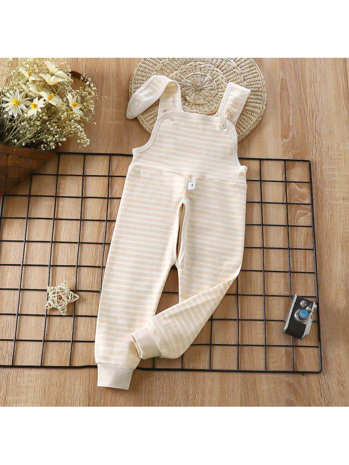 Baby Spring and Autumn Strap Pants Boys and Girls' Home Open Pants Children's Kindergarten Lunch Pants High Waist Calf Pants 