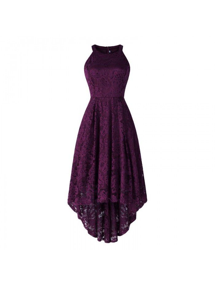 New popular women's summer neckline sleeveless cocktail swing lace dress 