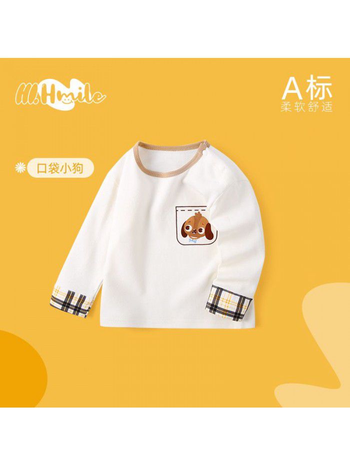 Spring and Autumn Children's Long Sleeve T-shirt All Cotton Baby Top Baby Clothing Bottom Shirt Baby Clothing Children's Clothing 