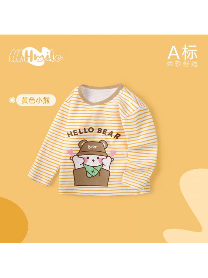 Spring and Autumn Children's Long Sleeve T-shirt All Cotton Baby Top Baby Clothing Bottom Shirt Baby Clothing Children's Clothing 