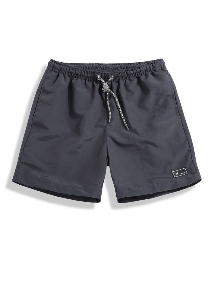 Summer Candy Shorts Capris Men's Beach Pants Elastic Waist Drawstring Loose Straight Leg Shorts 