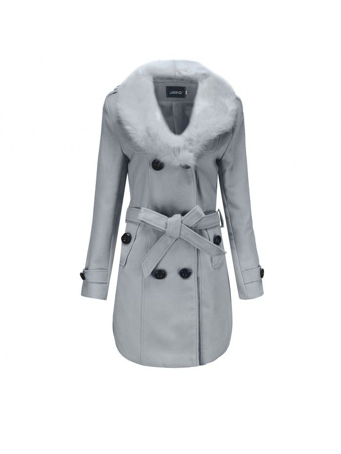 Coat, women's medium length, women's windbreaker, winter clothing, Korean version, large woolen collar, double-sided fabric