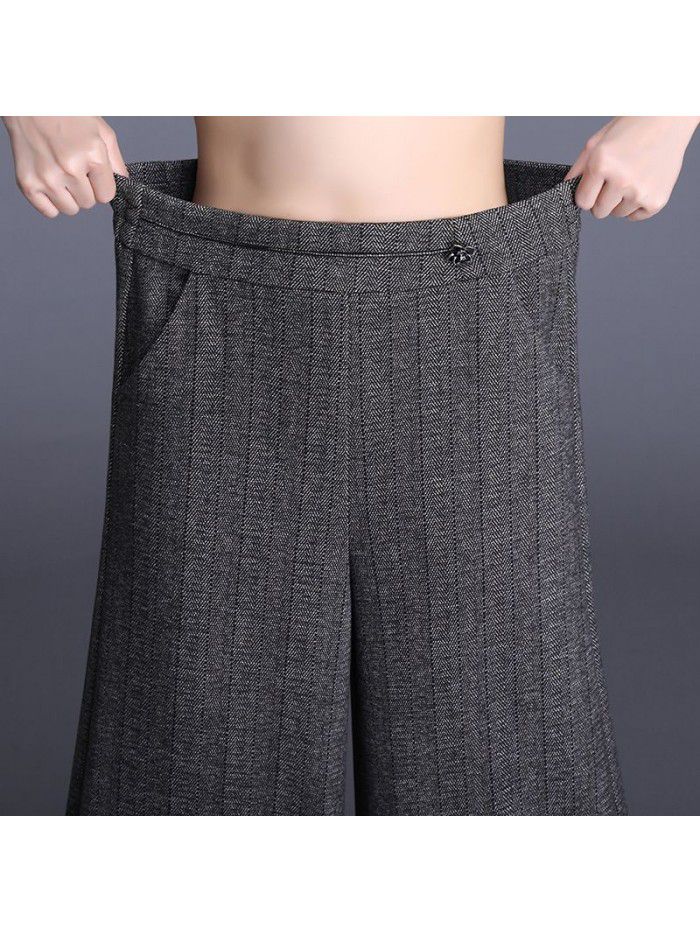 Warm woolen wide leg pants fashion new style big swing pants autumn and winter new women's casual pants high waist temperament skirt pants 