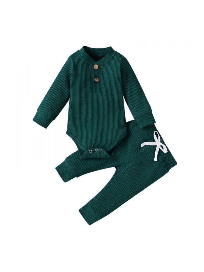Children's autumn and winter children's clothing, boys and girls' long sleeved jumpsuit, pants bottoming suit 
