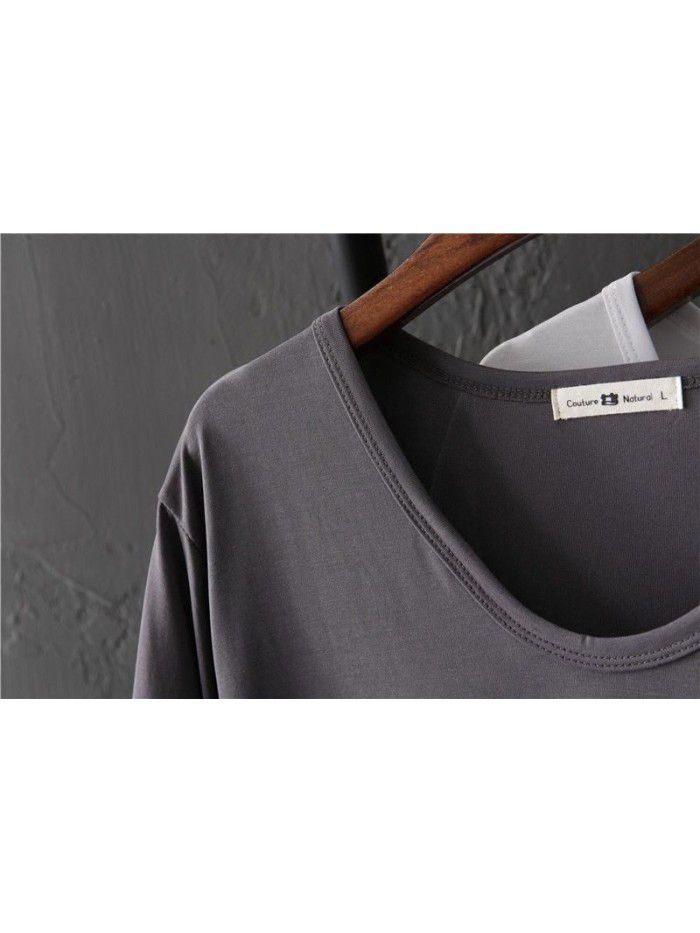 Basic solid V-neck short sleeved T-shirt for female students Summer loose bottomed shirt for slimming top trend 
