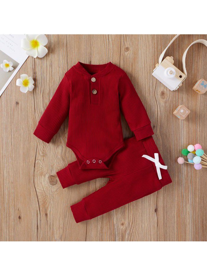 Children's autumn and winter children's clothing, boys and girls' long sleeved jumpsuit, pants bottoming suit 