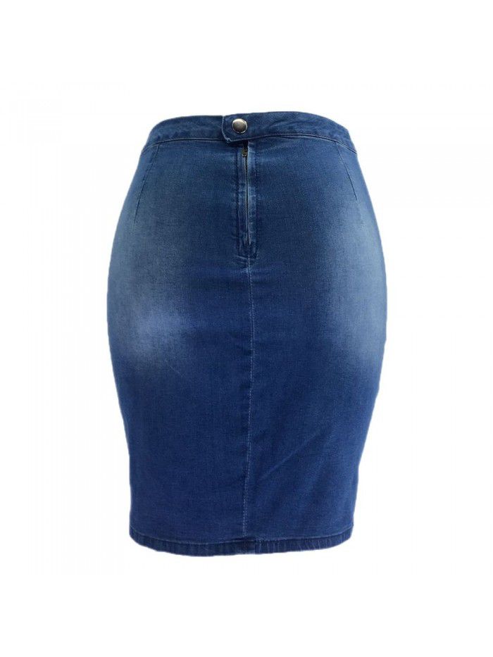 Women's new torn denim short skirt 