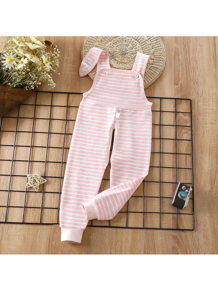 Baby Spring and Autumn Strap Pants Boys and Girls' Home Open Pants Children's Kindergarten Lunch Pants High Waist Calf Pants 