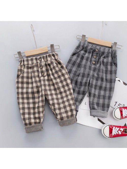 Boys' Pants Checkered Autumn New Children's Spring...