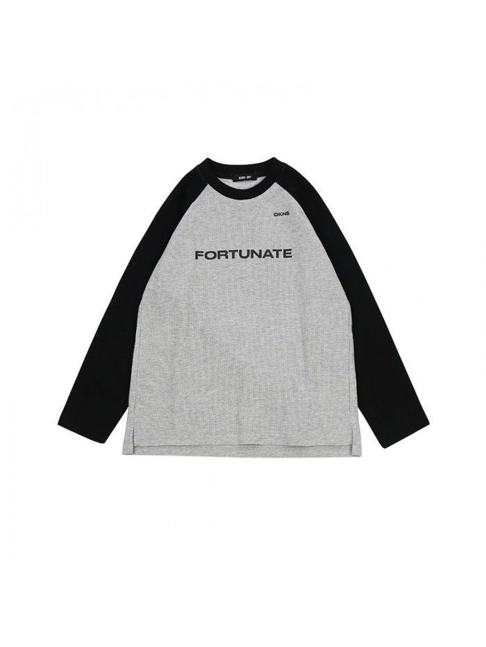 Spring Waffle Girls and Boys' Day Series Spliced Long Sleeve T-Shirt Children's Casual Round Neck Top 