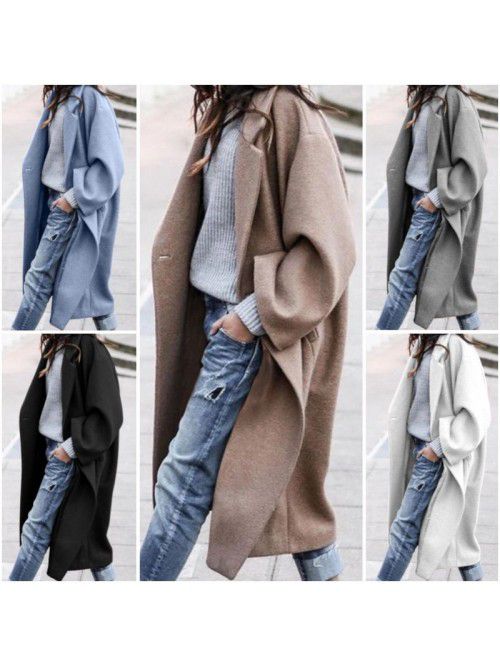 Autumn and winter Korean thick coat women's woolen...