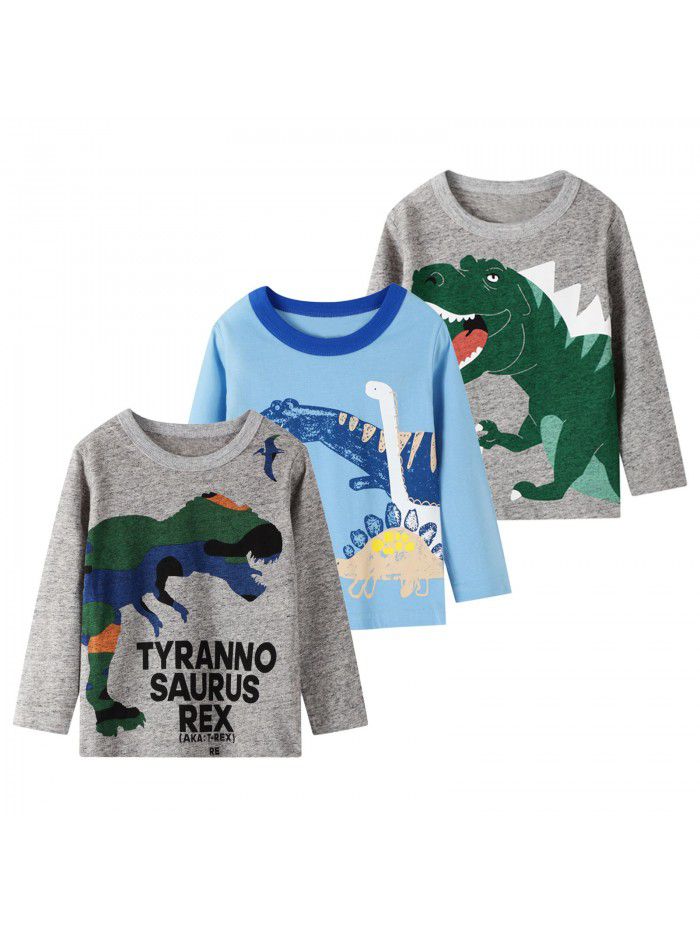 Autumn New Style Brand Children's T-shirt Knitted Children's Bottom Cartoon Long Sleeve Children's T-shirt 