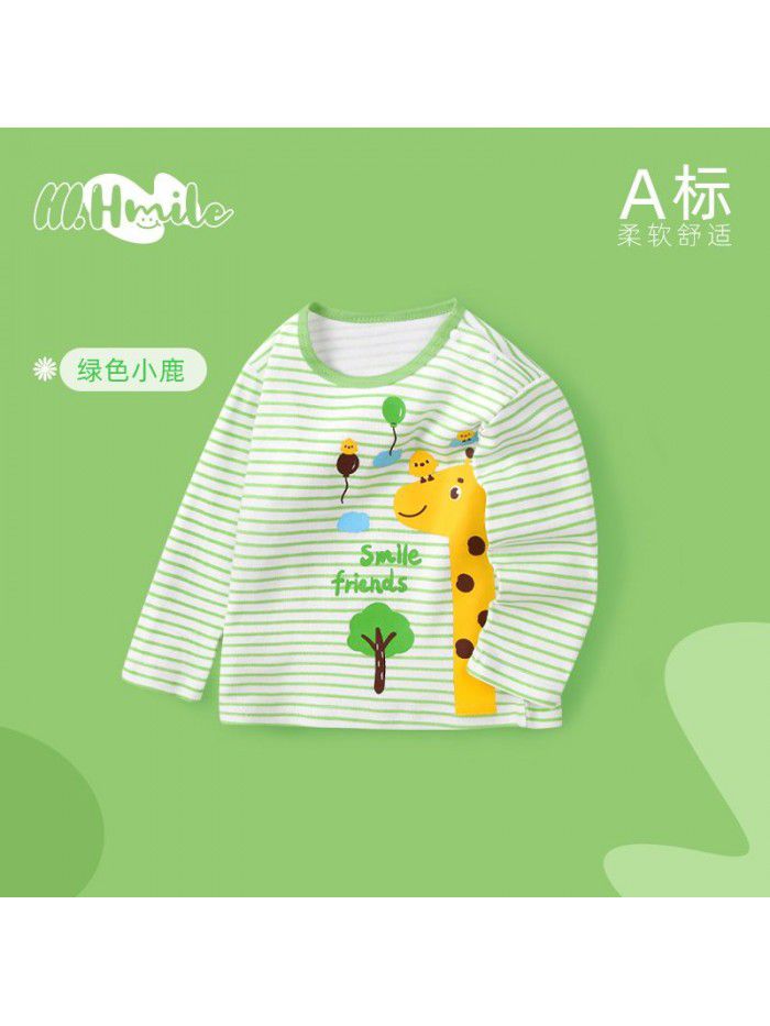 Spring and Autumn Children's Long Sleeve T-shirt All Cotton Baby Top Baby Clothing Bottom Shirt Baby Clothing Children's Clothing 