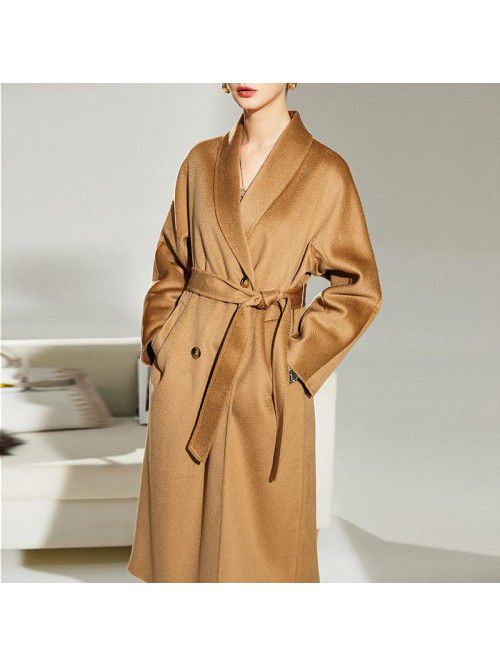 Water ripple double-sided cashmere coat for women'...