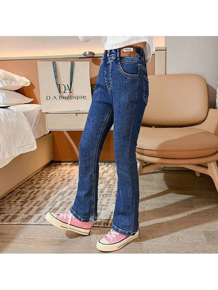 Girls' Jeans Spring New Girls' Fashionable Flare Pants Korean Spring and Autumn Children's Pants 