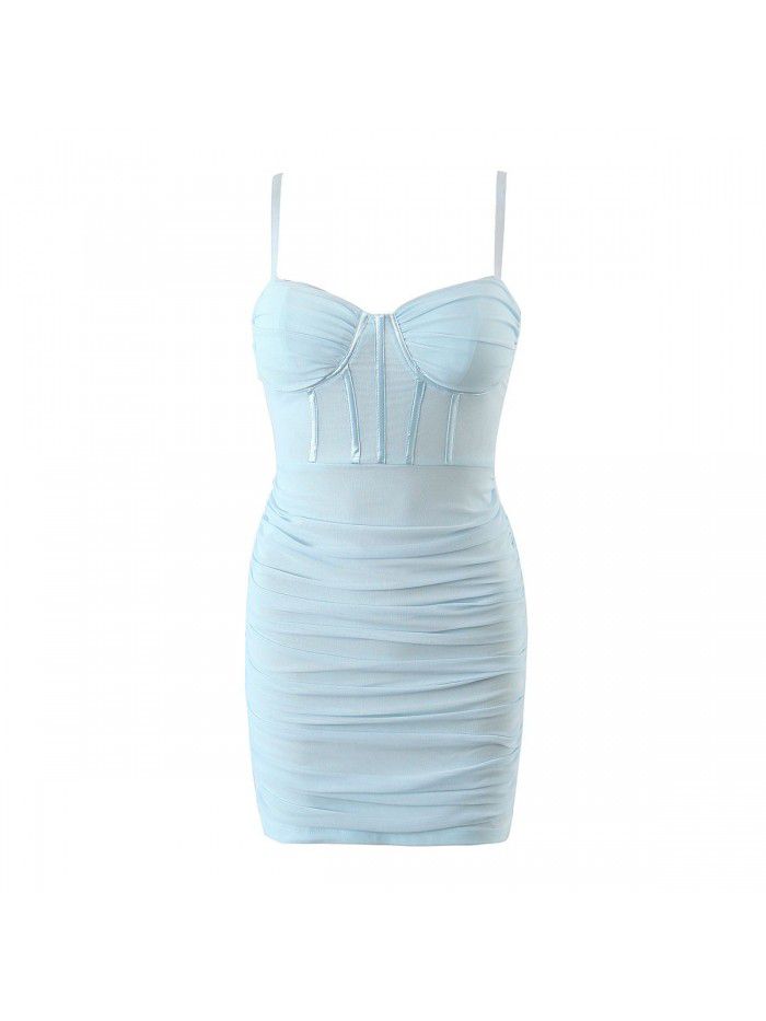 Spicy Girl Fish Bone Waist Dress Women's Sexy Tight Fit Wrapped Hip Slim Short Skirt 