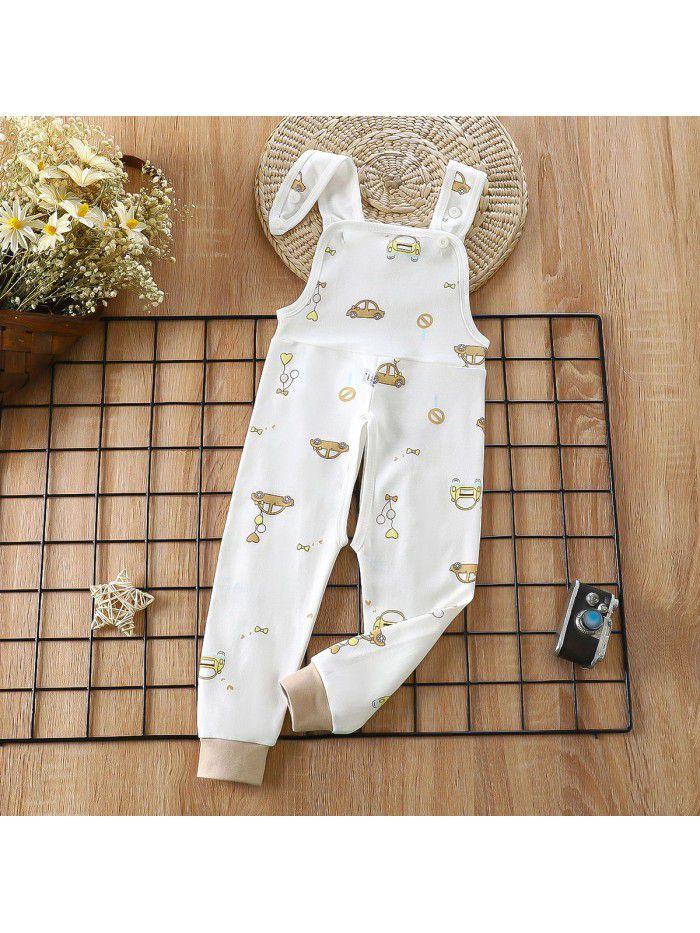 Baby Spring and Autumn Strap Pants Boys and Girls' Home Open Pants Children's Kindergarten Lunch Pants High Waist Calf Pants 