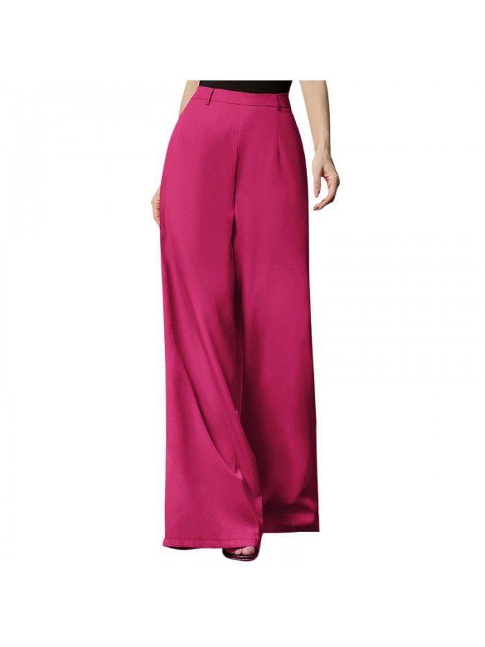 Solid color wide leg pants with a cool and sweet style for women 