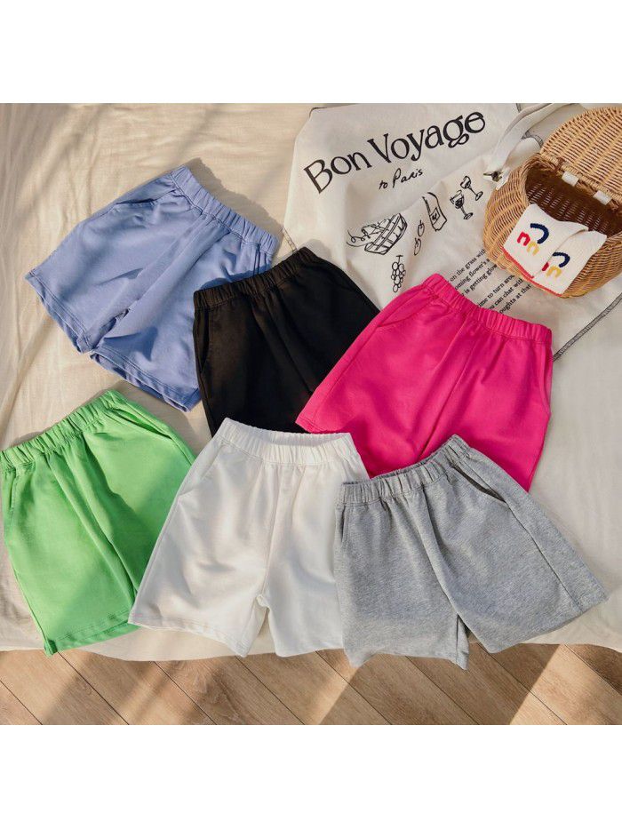 Girls' shorts, summer clothing, children's white sports pants, versatile, fashionable casual pants for boys, and a trend of five point pants 