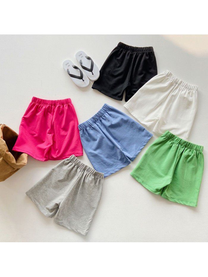 Girls' shorts, summer clothing, children's white sports pants, versatile, fashionable casual pants for boys, and a trend of five point pants 