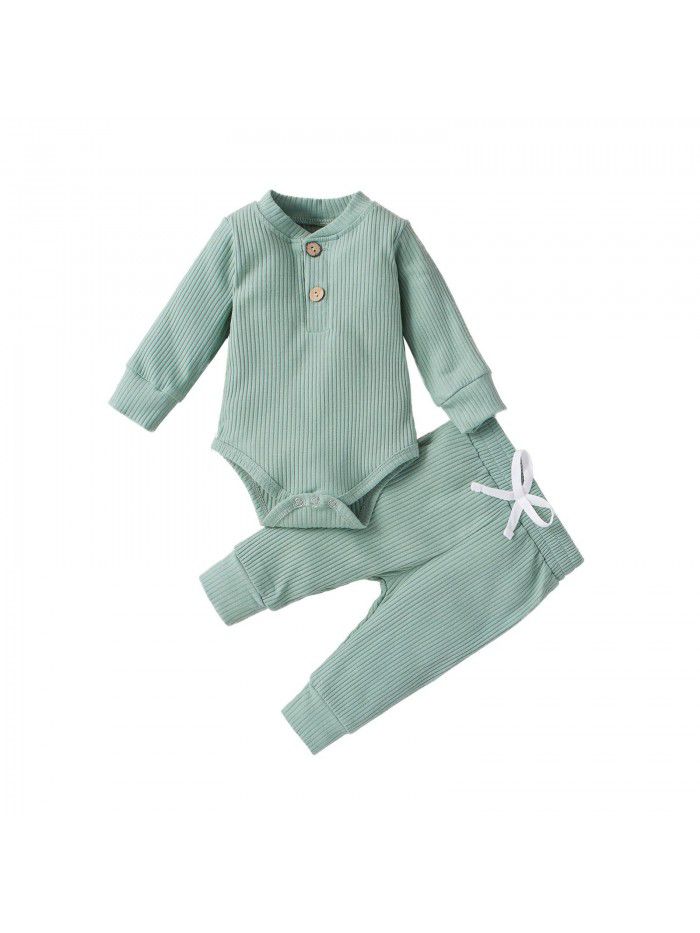Children's autumn and winter children's clothing, boys and girls' long sleeved jumpsuit, pants bottoming suit 