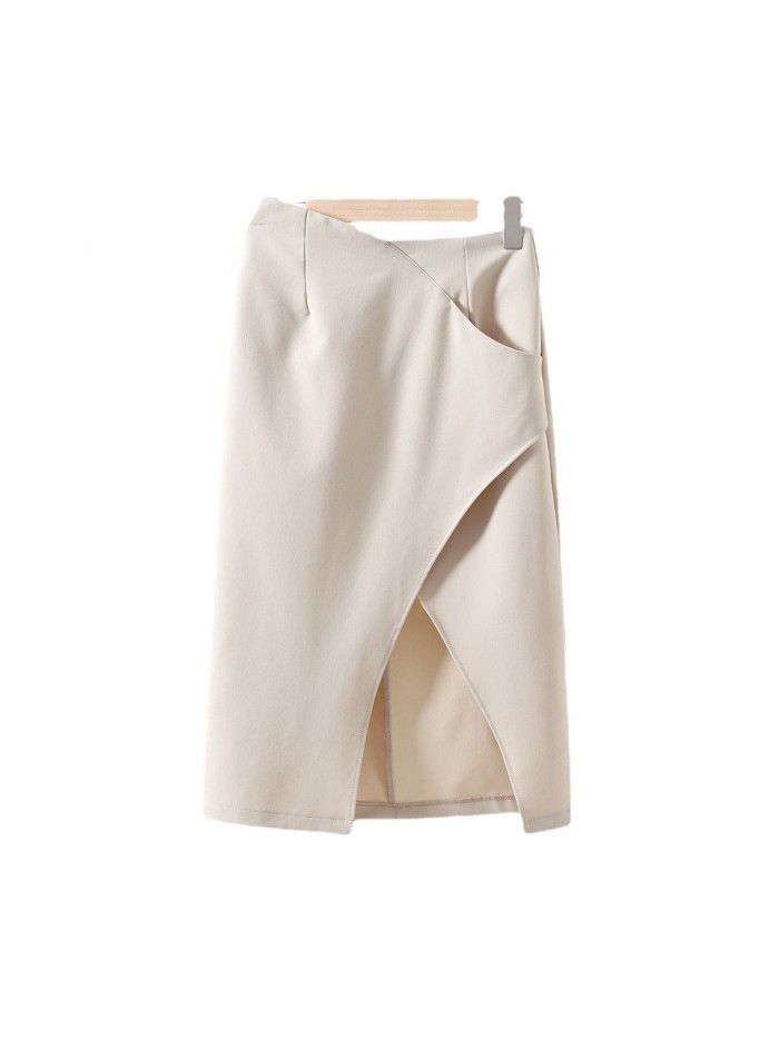 Spring New French High end Split Irregular niche Design Mid length Dress for Women 