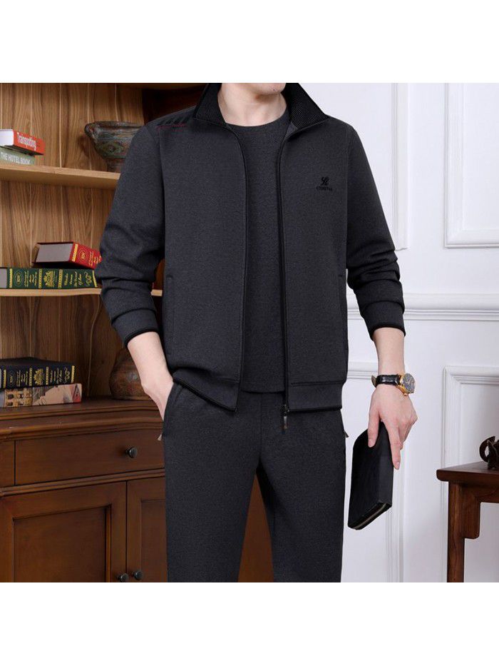 Sportswear 3-piece men's casual sports set Spring and Autumn Running middle-aged men's oversized clothing 