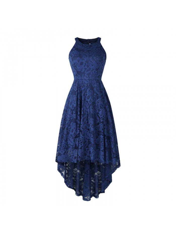 New popular women's summer neckline sleeveless cocktail swing lace dress 