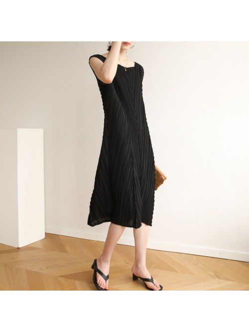 High end pleated minimalist fashion casual mid len...