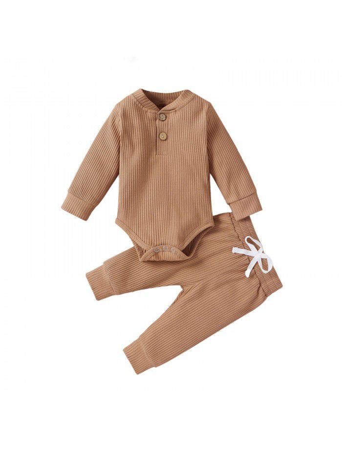 Children's autumn and winter children's clothing, boys and girls' long sleeved jumpsuit, pants bottoming suit 