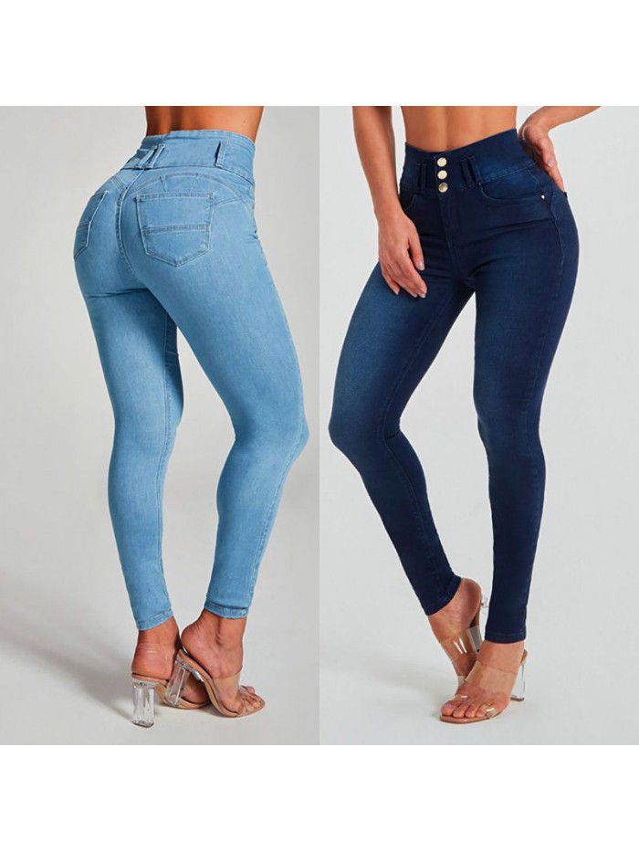 Women's High Waist Tight Elastic Shaped Hip Lift Jeans womenjeans 