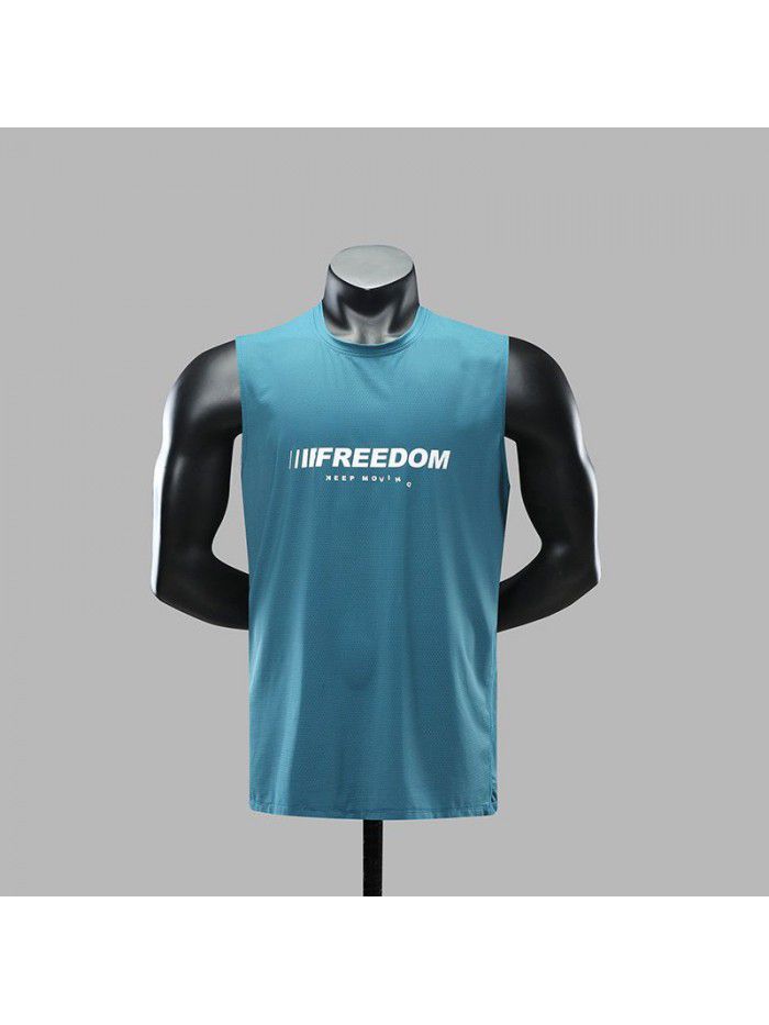 Men's basketball sports vest sleeveless T-shirt fitness training vest quick-drying ice silk running short sleeve top 