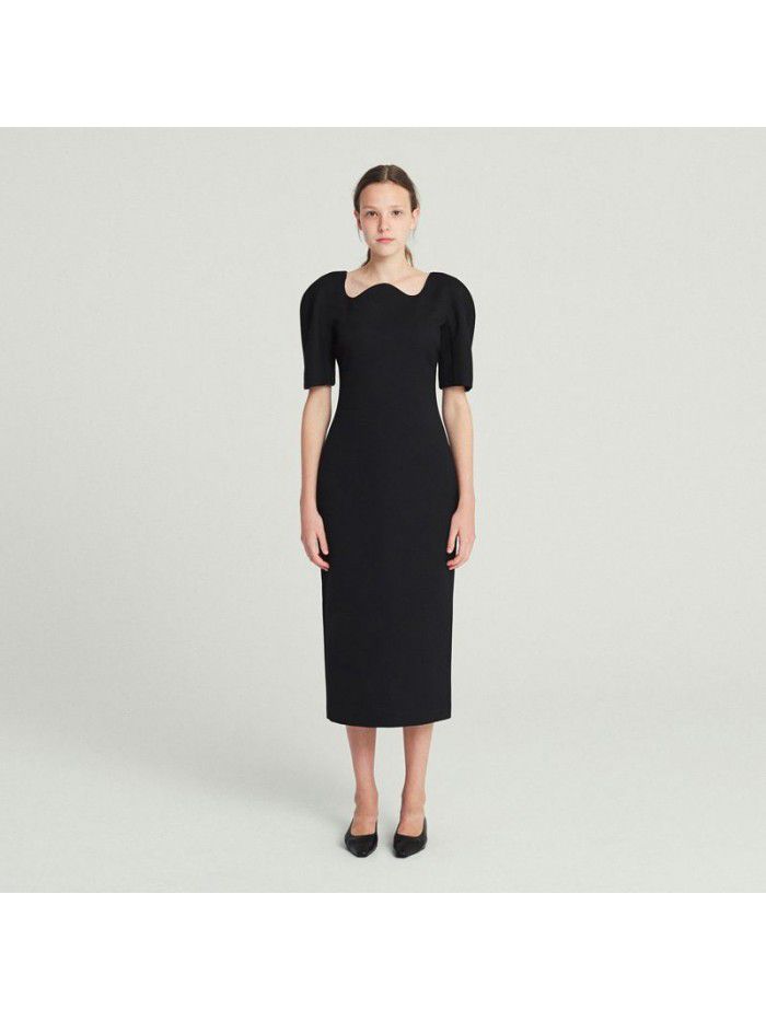 Elegant French Little Black Dress in Spring and Autumn, Korean Black Individualized Small Crowd Design Sense Skirt 