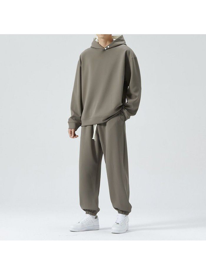 Set of men's autumn new casual sports long sleeved pants, two-piece set of trendy and handsome clothes 