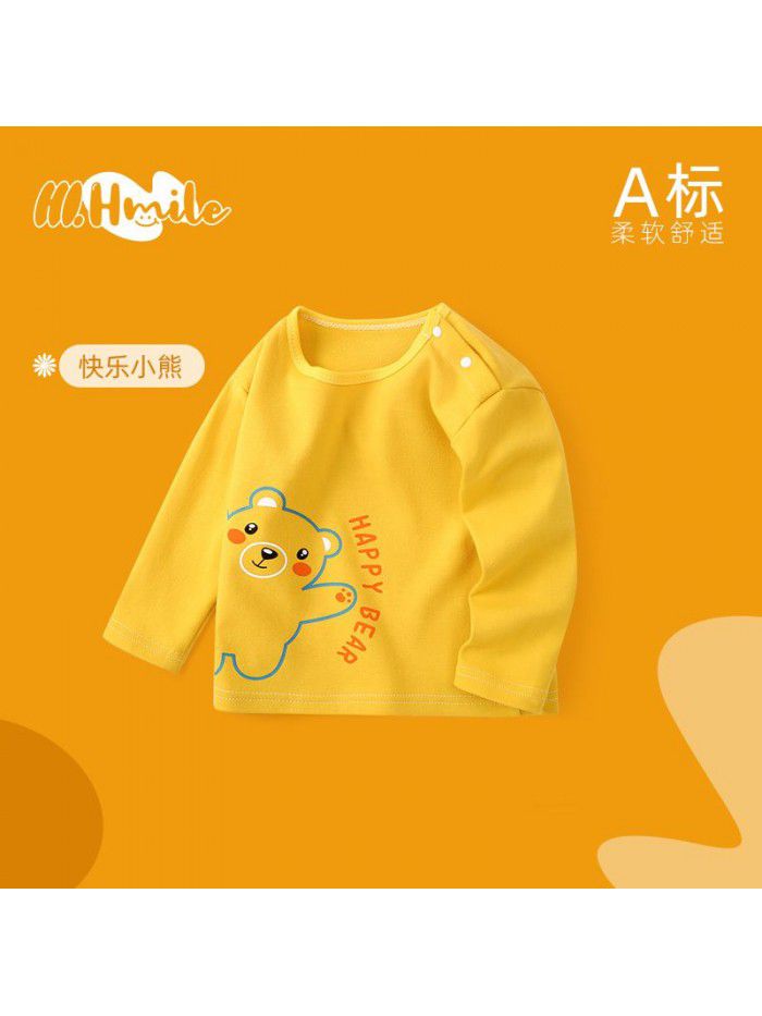 Spring and Autumn Children's Long Sleeve T-shirt All Cotton Baby Top Baby Clothing Bottom Shirt Baby Clothing Children's Clothing 