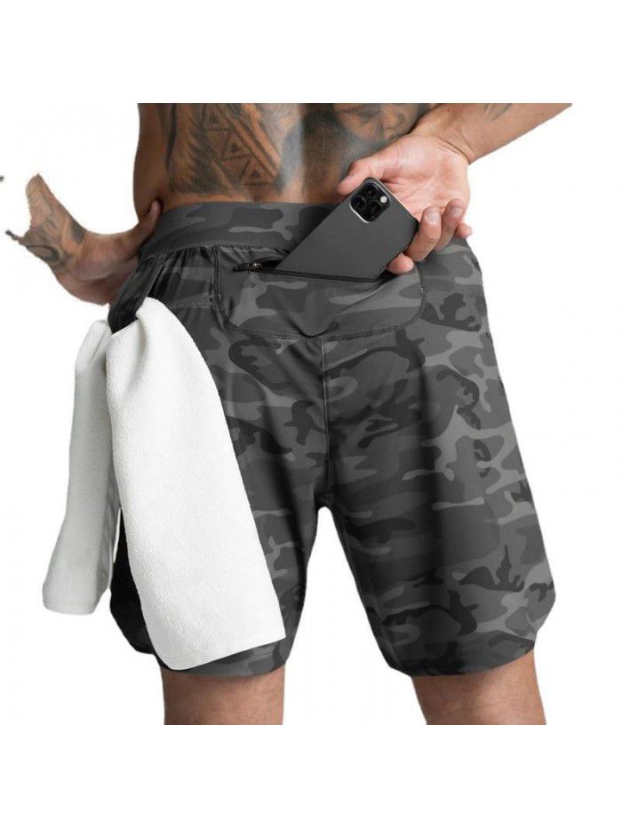 Crazy Muscle Men's Shorts Single-layer woven quick-drying solid color running, fitness, sports and leisure American five-piece pants 