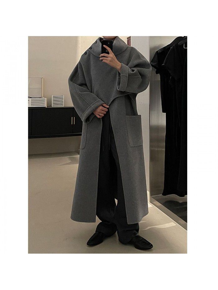 Layered overlapping design coat for women's winter new warm and warm double-sided fabric