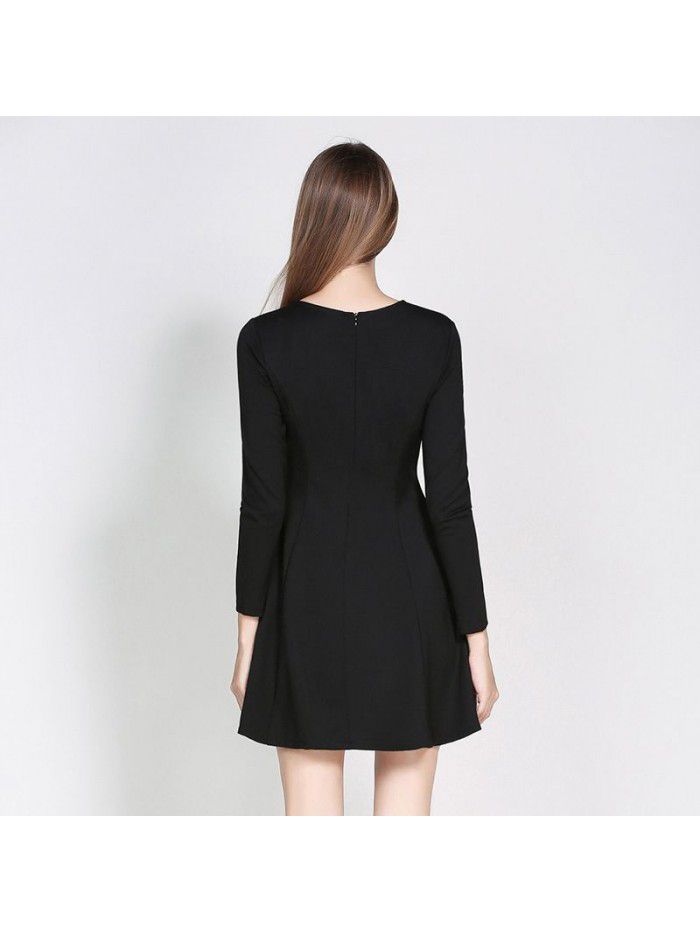 Spring Dress Small Black Skirt Slim Fit, Slim Waist, Simple A-hem Bottom Dress, Black Short Style 