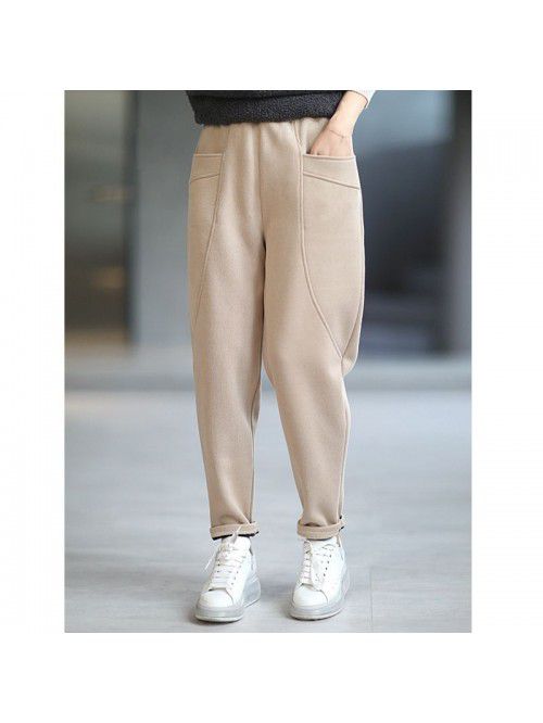 Casual plush, thickened, warm and loose fitting, s...