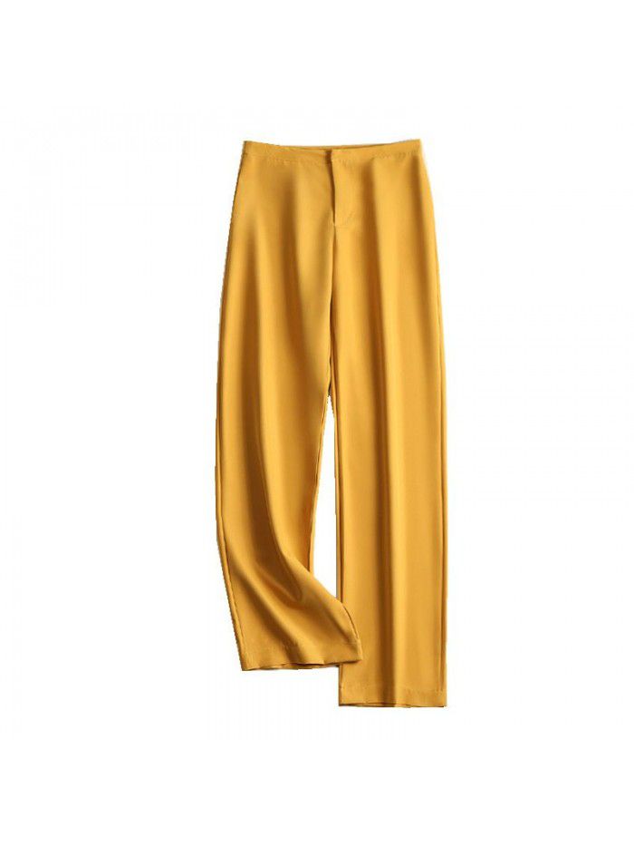 Spring and Summer New Suit Material Wide Leg Pants Women's High Waist Casual Drop Feel Pants Fashion Drop Feel Suit Pants 