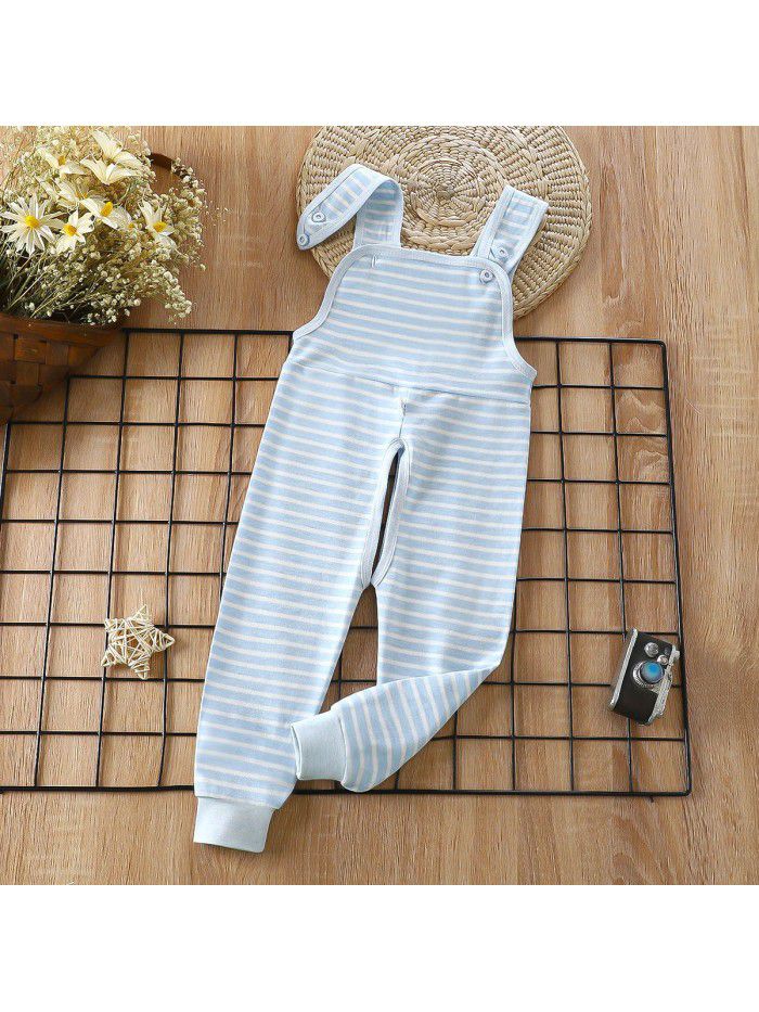 Baby Spring and Autumn Strap Pants Boys and Girls' Home Open Pants Children's Kindergarten Lunch Pants High Waist Calf Pants 